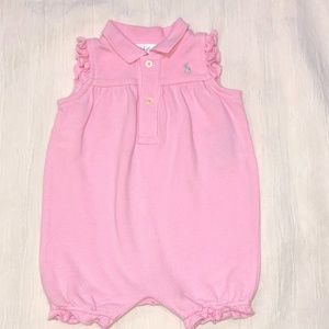 RALPH LAUREN Baby Girl Summer Sleeveless Romper Outfit 1 PC Pink SZ 3M Like New